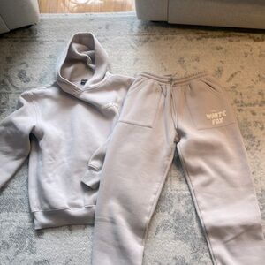 EUC White Fox Sweat Suit Set